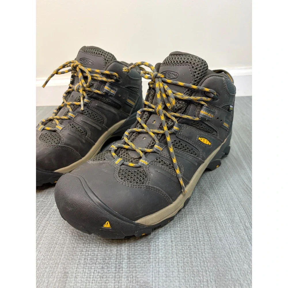 Keen Utility Lansing Mid Work Boots 9.5D Raven Gray Steel Toe EH Safety Hiking